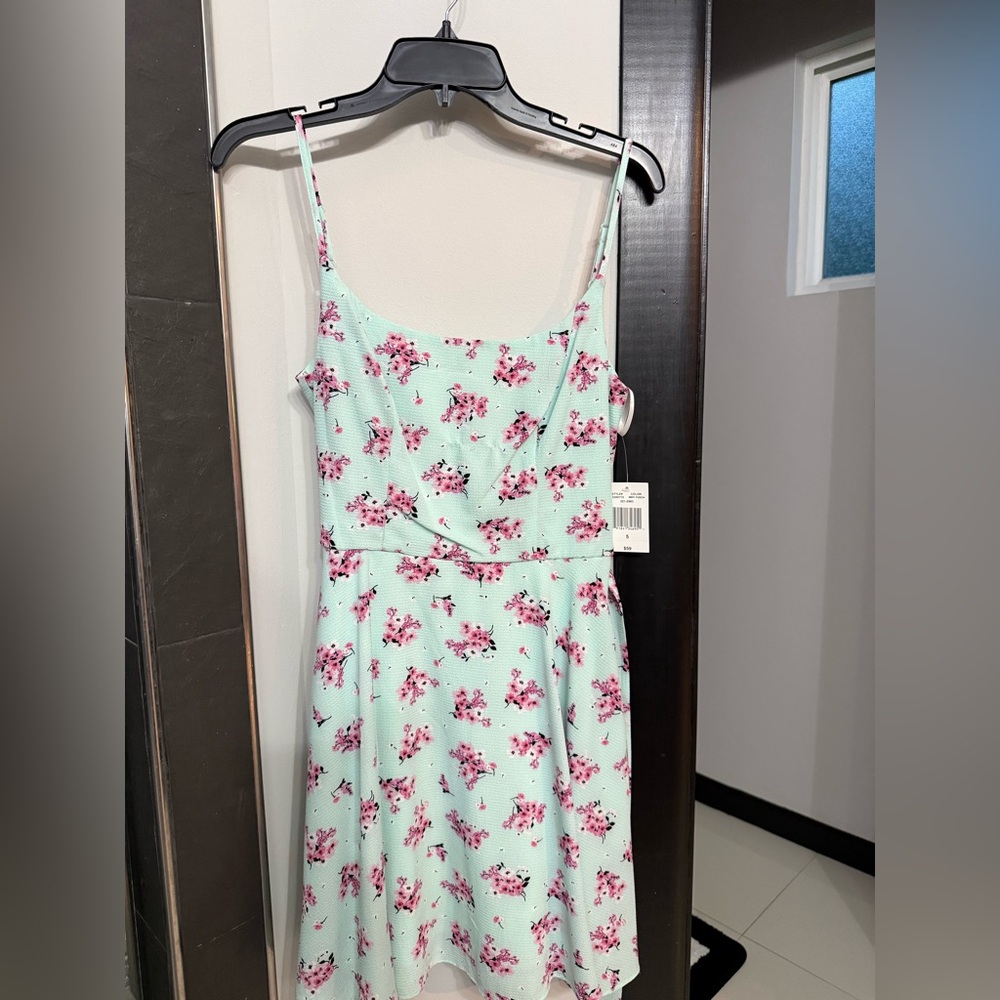 Floral Midi Dress in Mint and Pink